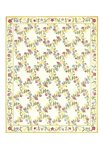 Off White Floral Needlepoint Area Rug (8' 2" Round)