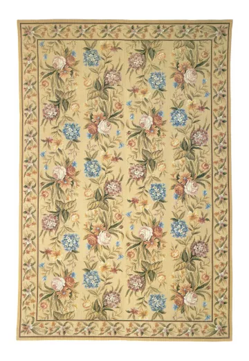 Beige Floral 7x7 Stitch Area Rug (9' x 12')
