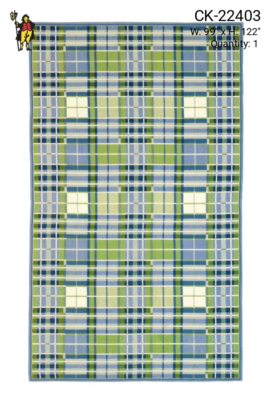 Blue & Green Plaid Needlepoint Area Rug (8' 3" x 10' 2")