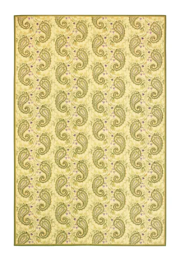 Ivory & Green Transitional Needlepoint Area Rug (6' x 9')