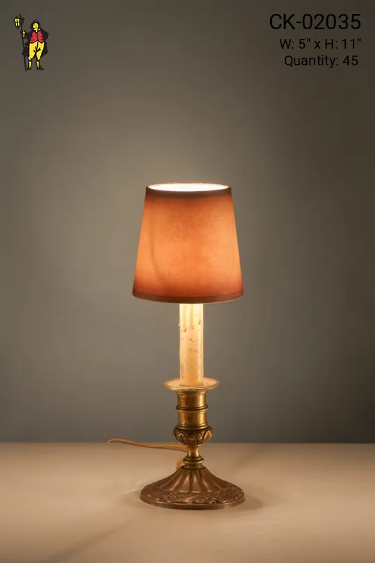 Candle Based Plug In Cafe Table Lamp w/Parchment Shade - Candelabra