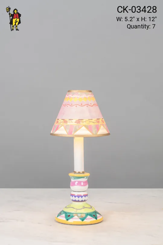 Small Hand Painted Ceramic Table Lamp - Candelabra