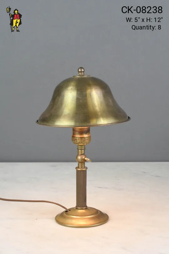 Brass Column & Metal Shaded Plug In Cafe Table Lamp - Candelabra