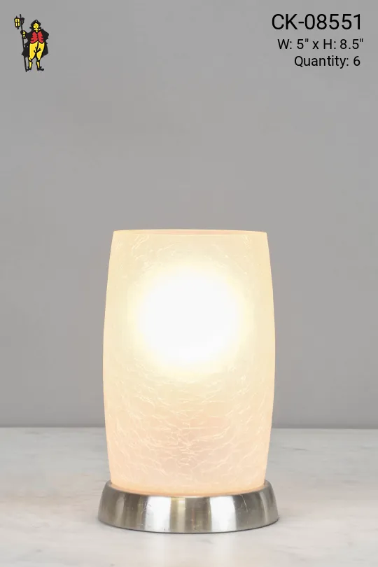 Glass & Nickel Base Plug In Cafe Table Lamp - Edison