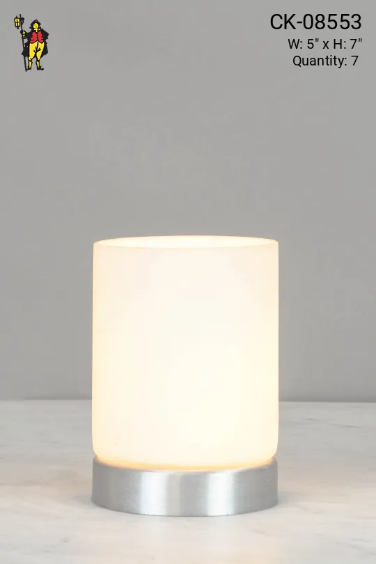 Glass & Nickel Plug In Cafe Table Lamp - Edison