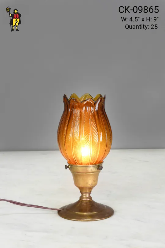 Amber Glass Plug In Cafe Table Lamp - Candelabra