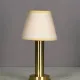 Fabric Shaded Brass Battery Operated Cafe Table Lamp (LED & Dimmable) #1