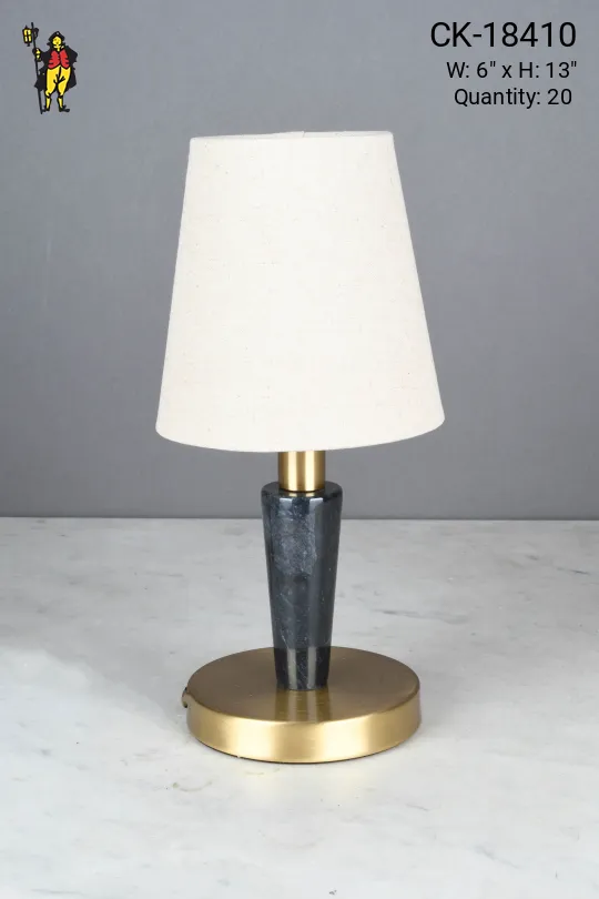 Brass & Black Marble Plug-In Cafe Table Lamp - Candelabra