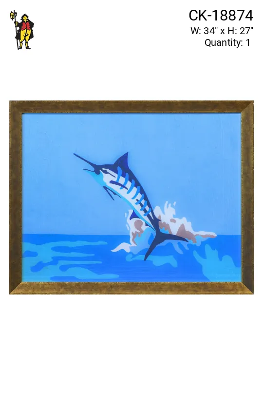 Wooden Framed Cleared Swordfish Painting