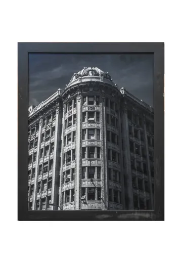 Framed Cleared Black & White Rounded Building Photograph