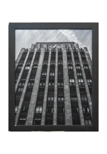 Framed Cleared Black & White Low Angle Building Photograph