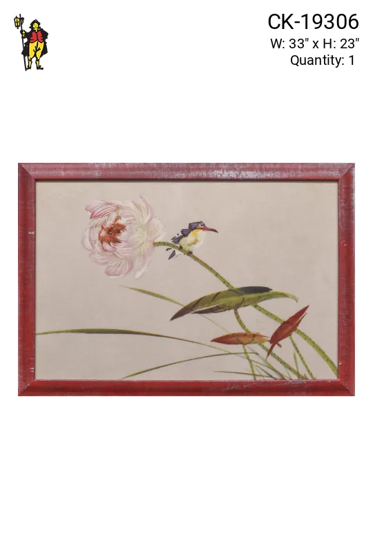 Framed Cleared Japanese Style Floral Illustration