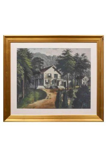 Gold Framed Cleared Folk Style Painting