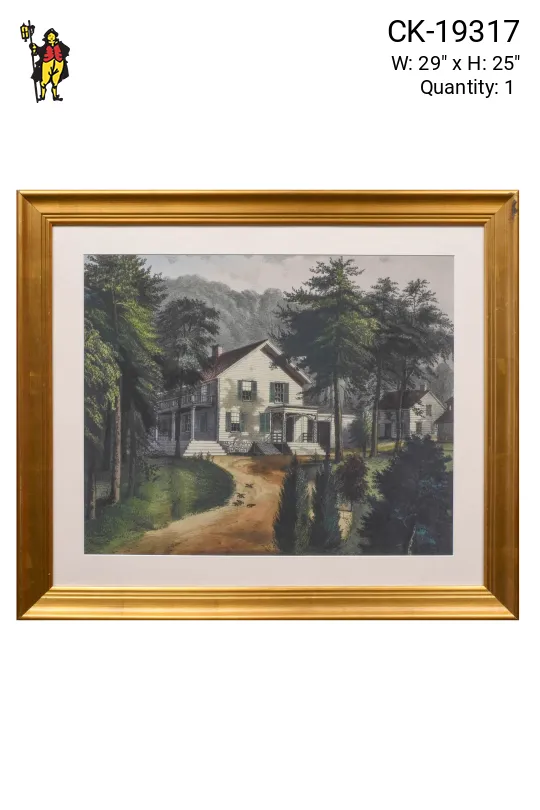 Gold Framed Cleared Folk Style Painting