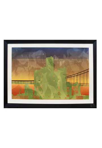 Framed Cleared Mixed Media Cityscape - 3
