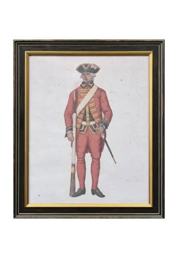 Framed Cleared Hand Colored Military Illustration - 1