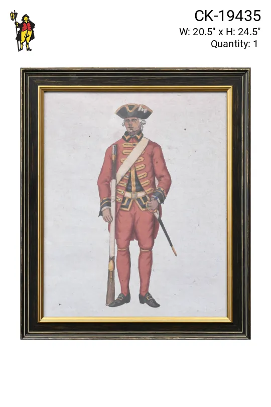 Framed Cleared Hand Colored Military Illustration - 1