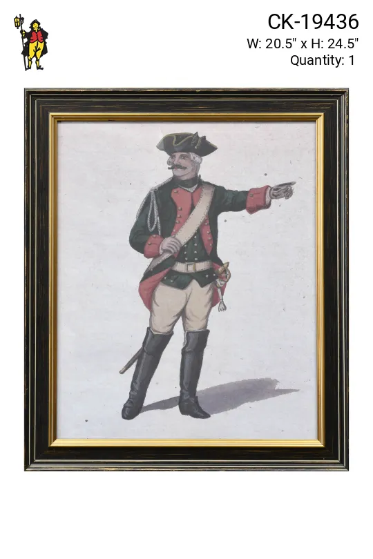 Framed Cleared Hand Colored Military Illustration - 2