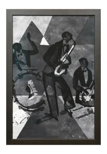 Framed Cleared Modernist Jazz Band Illustration