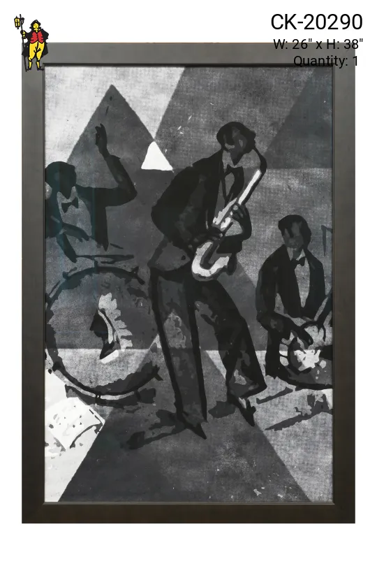 Framed Cleared Modernist Jazz Band Illustration