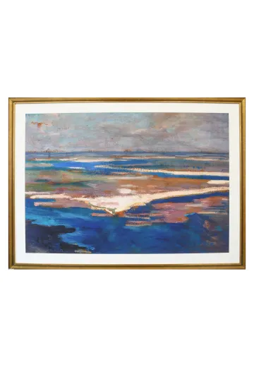 Framed Cleared Abstract Landscape Wetland Painting