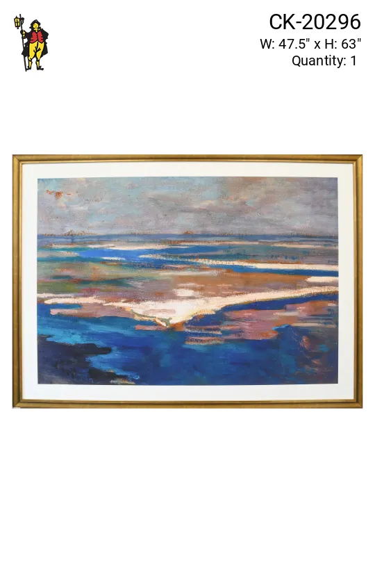 Framed Cleared Abstract Landscape Wetland Painting