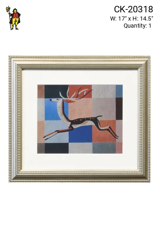 Framed Cleared Mid Century Deer Illustration