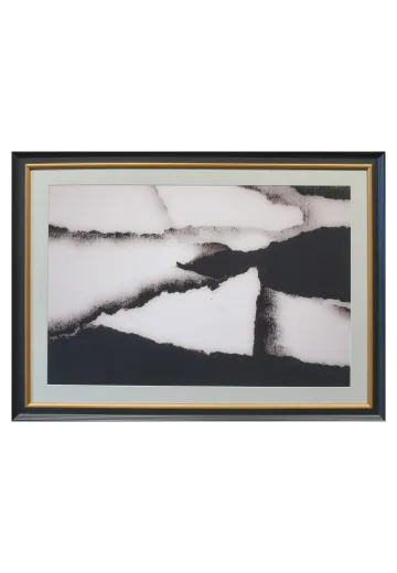 Framed Cleared Black & White Abstract Pastel Painting - 1