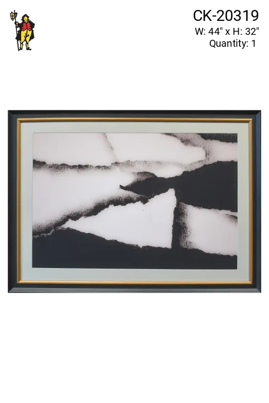 Framed Cleared Black & White Abstract Pastel Painting - 1