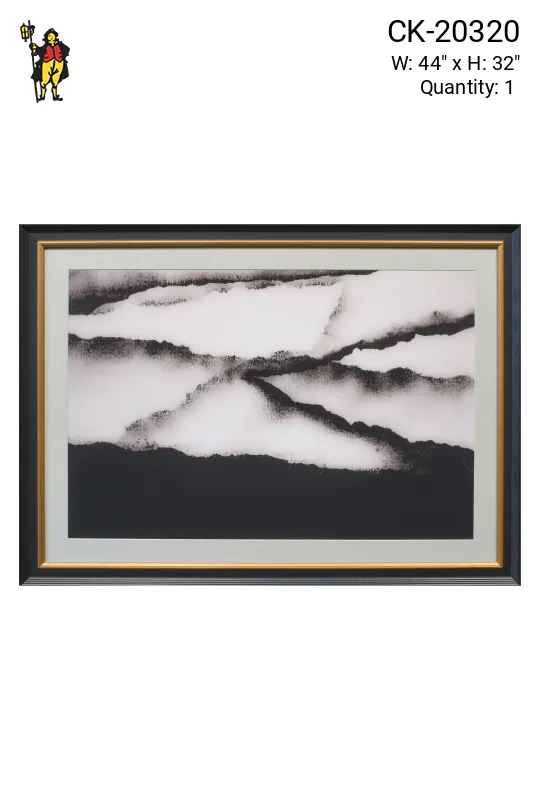 Framed Cleared Black & White Abstract Pastel Painting - 1