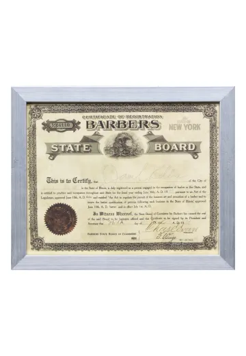 Framed Cleared Barber Licence