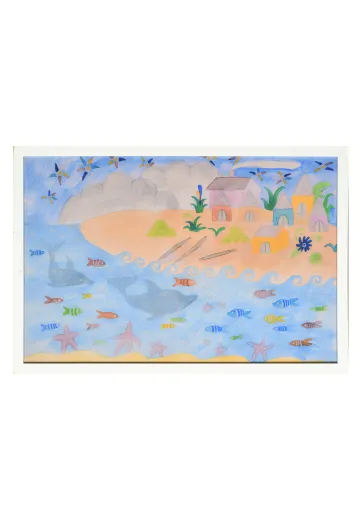 Framed Cleared Seaside Folk Art