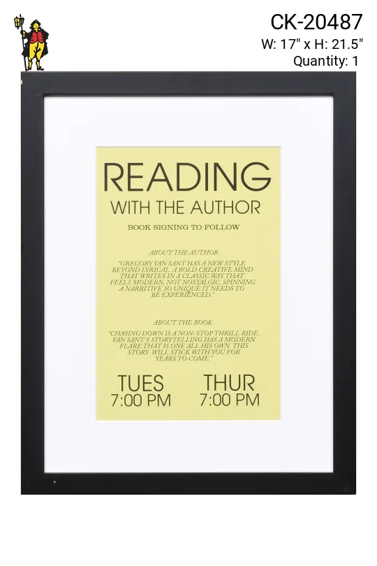 Framed Cleared Book Reading Announcement