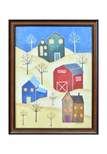 Framed Cleared Salt Box Painting
