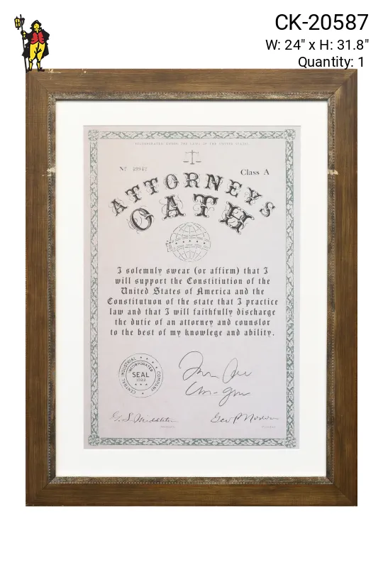 Framed Cleared Attorney Oath - 1