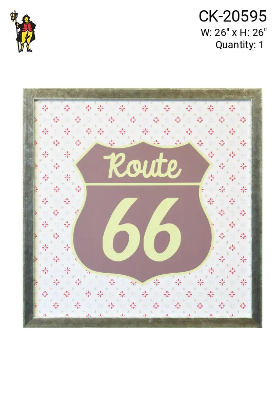 Framed Cleared Mid Century Pop Art Route 66 Print