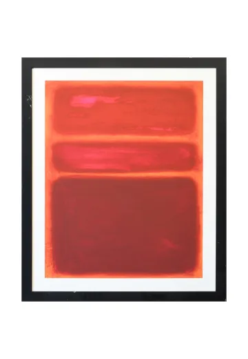Cleared Mid Century Large Red Color Block Painting - 1