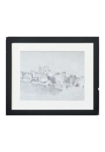 Framed Cleared Landscape Pencil Drawing