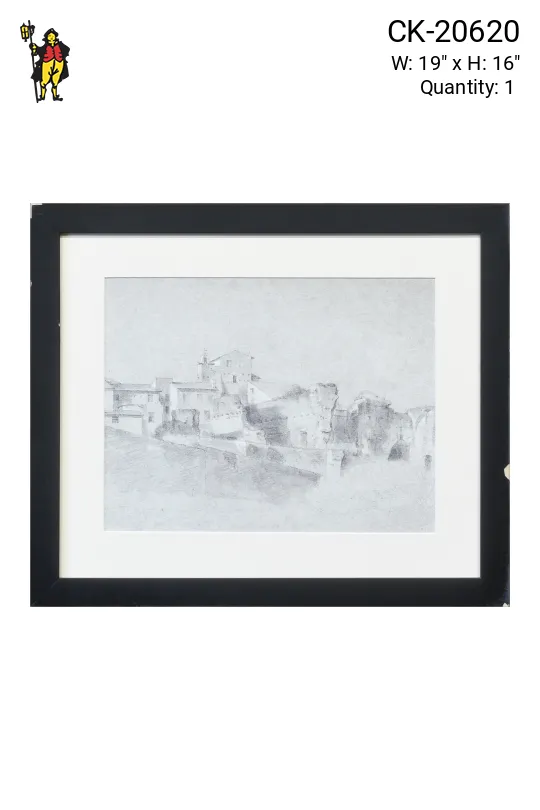 Framed Cleared Landscape Pencil Drawing