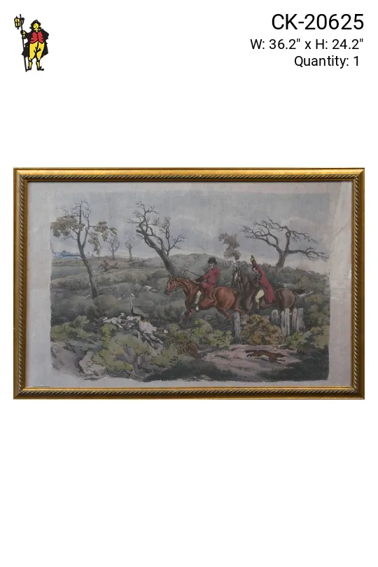 Wooden Framed Cleared Hunting Scene Etching - 1 (No Glass)