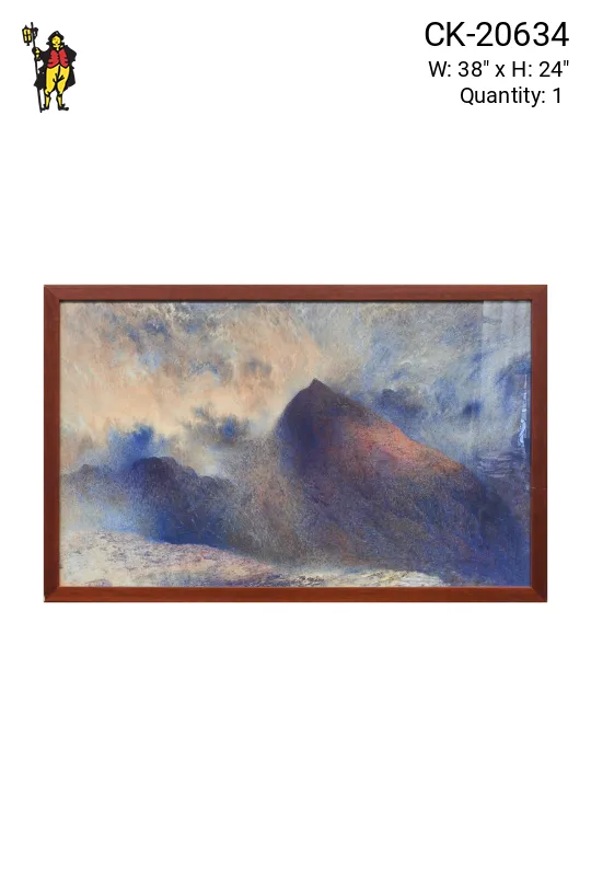 Framed Cleared Pastel Mountain Landscape Drawing