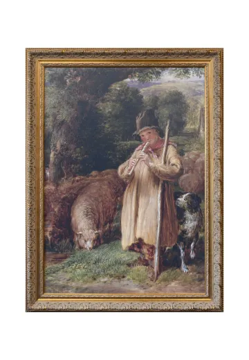 Framed Cleared Rural Shepherd Painting