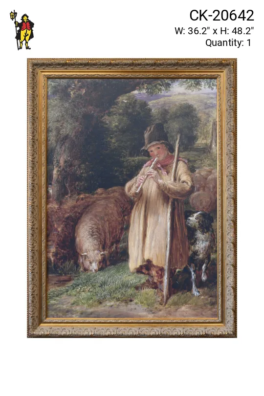 Framed Cleared Rural Shepherd Painting
