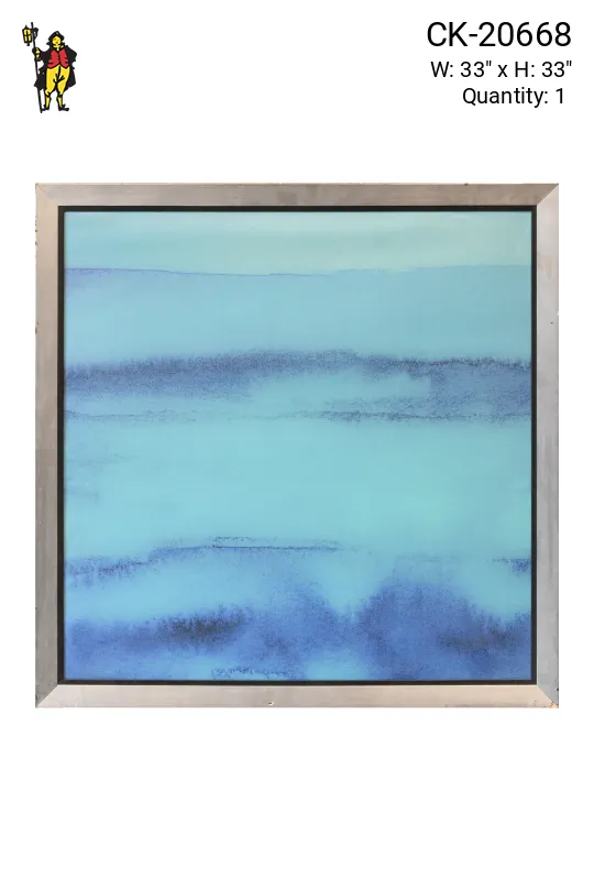 Framed Cleared Abstract Minimalist Blue Gradient Painting