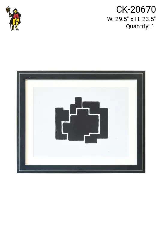 Black Framed Cleared Mid Century Minimalist Abstract Geometric Shapes Print - 1