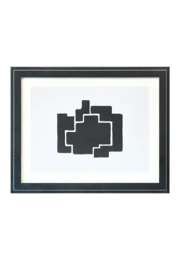 Black Framed Cleared Mid Century Minimalist Abstract Geometric Shapes Print - 2