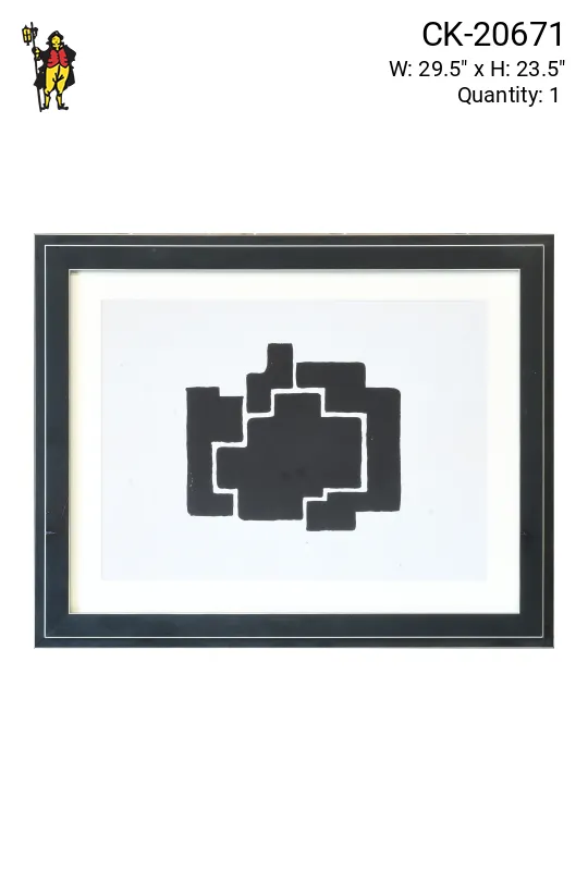 Black Framed Cleared Mid Century Minimalist Abstract Geometric Shapes Print - 2