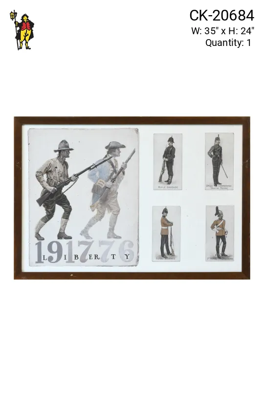 Framed Cleared Illustration of Military Figures