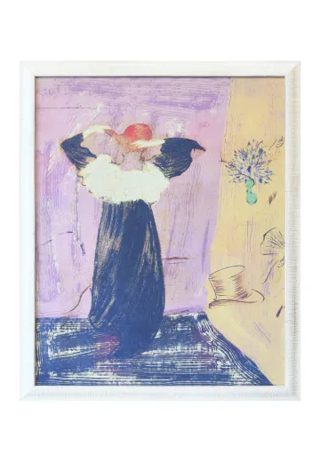Framed Cleared Impressionism Lithograph of Female Figure