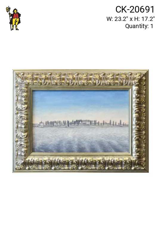 Framed Cleared Waterside Landscape Painting